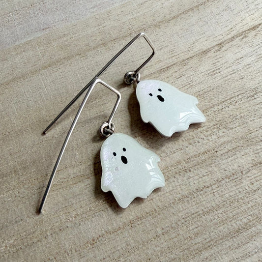 Lacroz & Co. Designs Halloween Mini Ghost Earrings,  White 35mm x 18mm