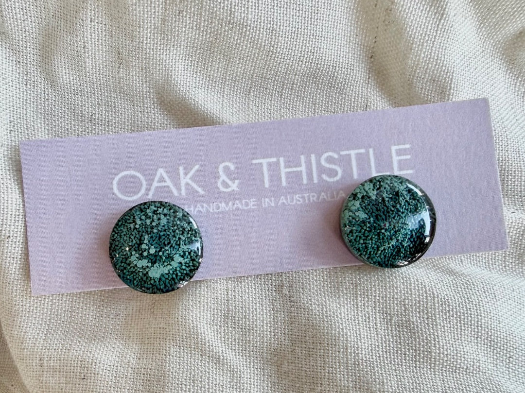 Oak & Thistle Lunar Stud Earrings,  Pale blue