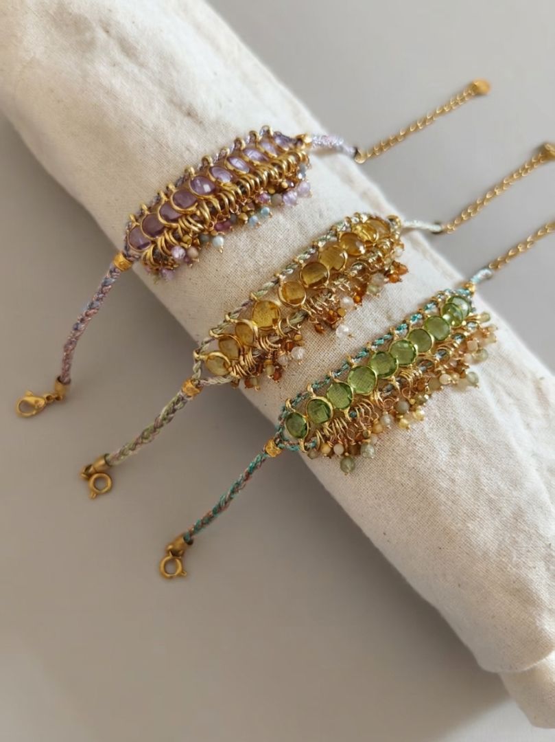 LumaKnot Handcrafted Purple Gemstone Woven Bracelet & Anklet,   One Size
