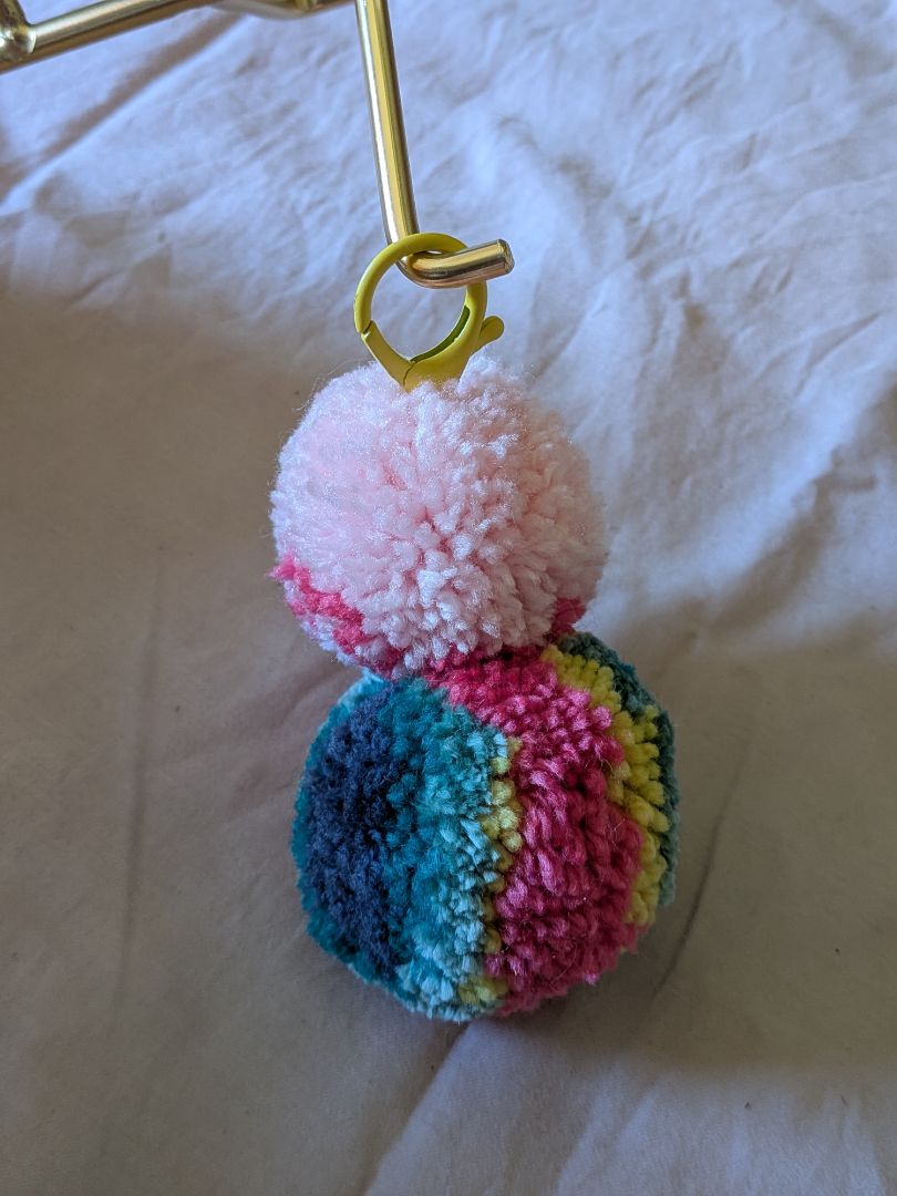Dandy Dee Pom Pom Keyring,  Pink, Multi 12cm