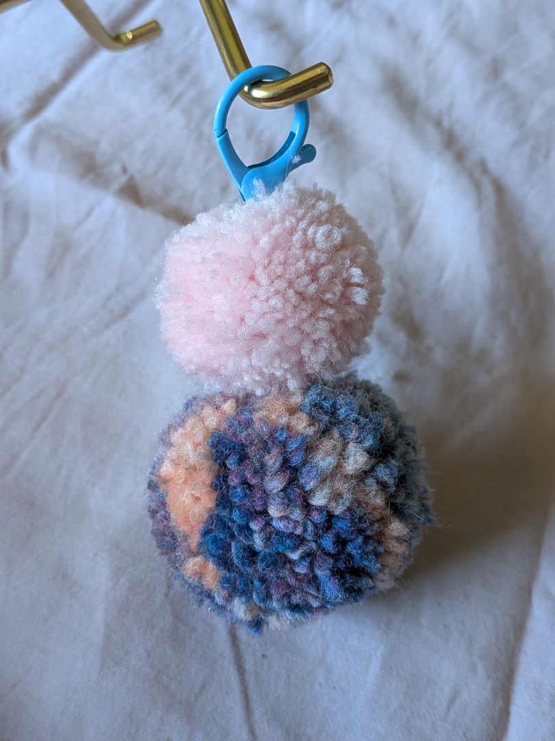 Dandy Dee Pom Pom Keyring,  Pink, Blue 12cm