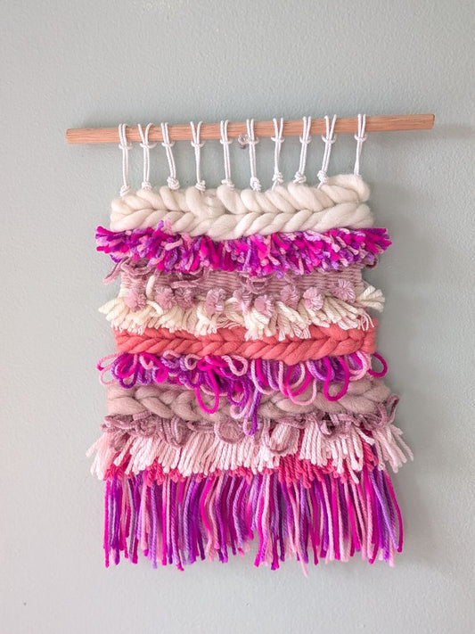 Dandy Dee Woven Wall Hanging,  Pink, Cream 30cm