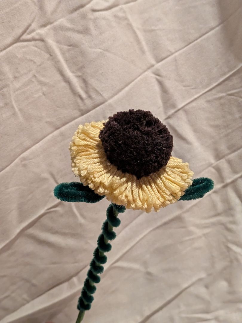 Dandy Dee Flower Pom Pom,  Brown, Yellow 35cm