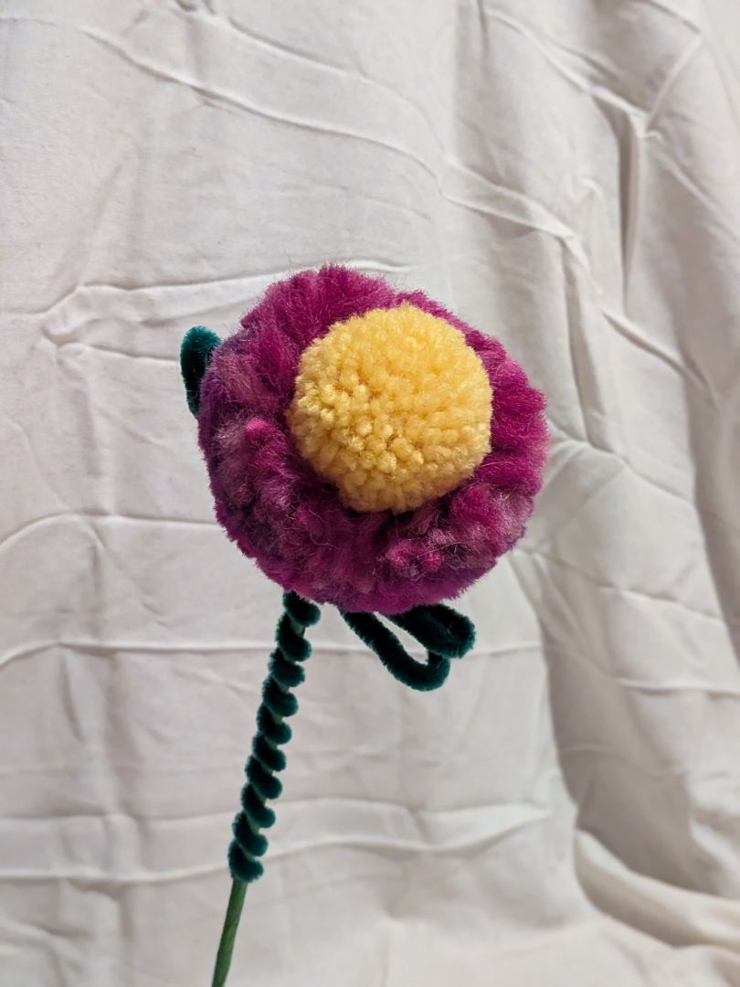 Dandy Dee Flower Pom Pom,  Yellow, Purple 35cm