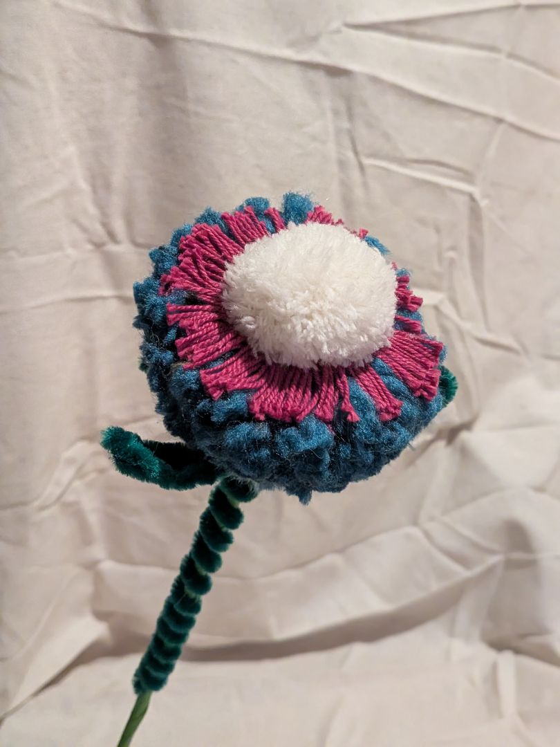 Dandy Dee Flower Pom Pom,  Blue, Purple, White 35cm