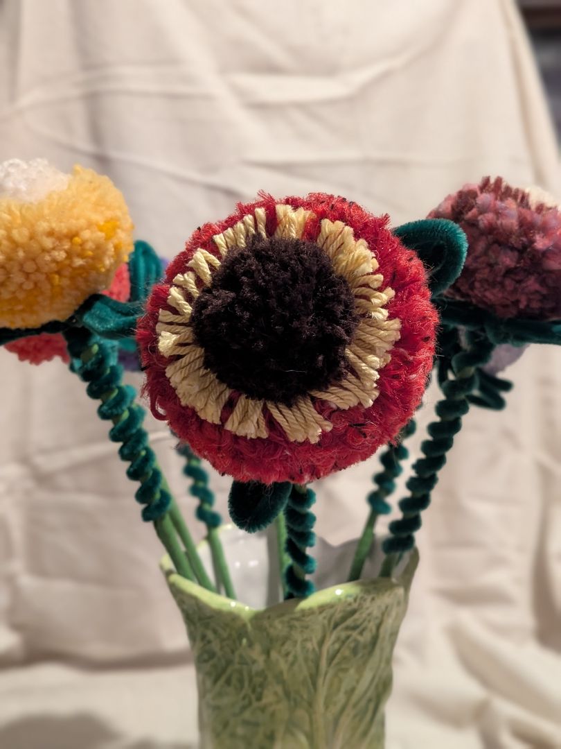 Dandy Dee Flower Pom Pom,  Red, Yellow, Brown 35cm