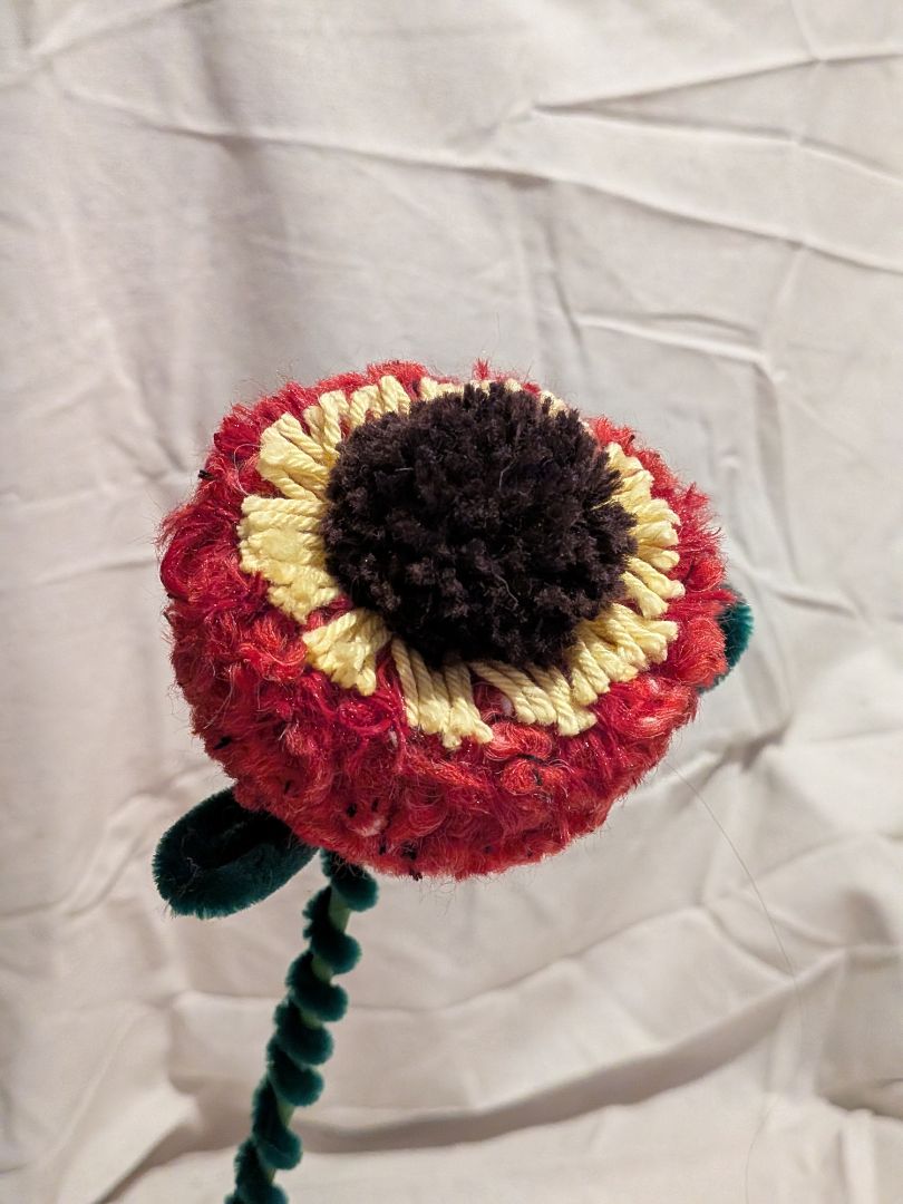 Dandy Dee Flower Pom Pom,  Red, Yellow, Brown 35cm