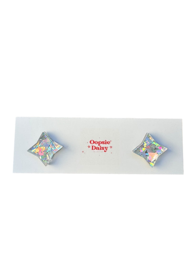 Oopsie Daisy Collections Diamond Studs,  Silver