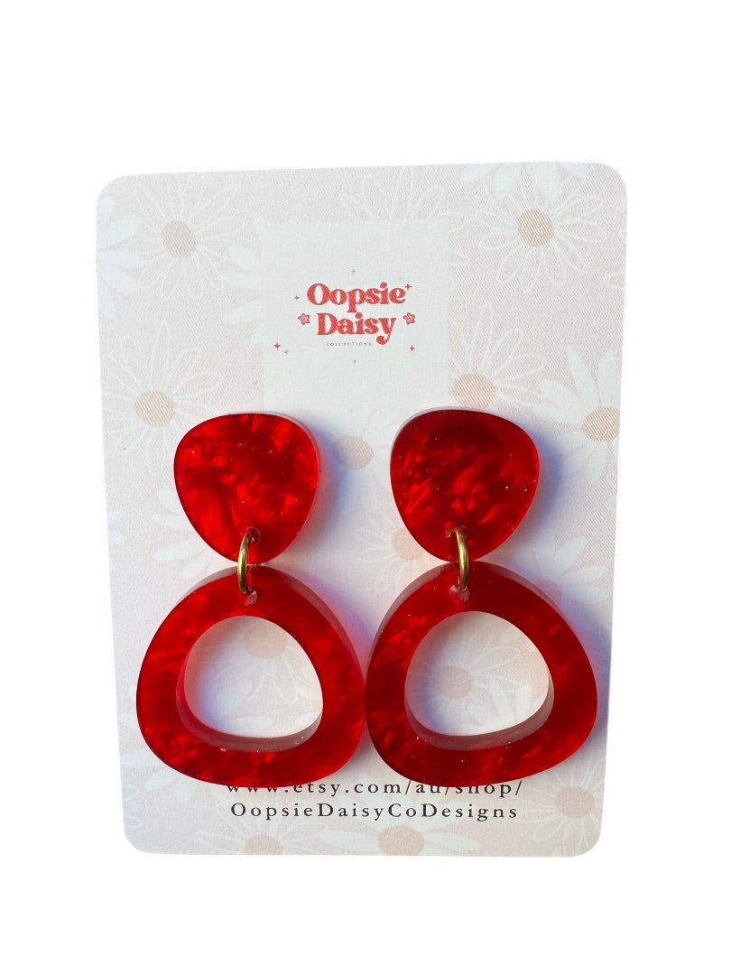 Oopsie Daisy Collections Red Swirl Dangles.,  Red