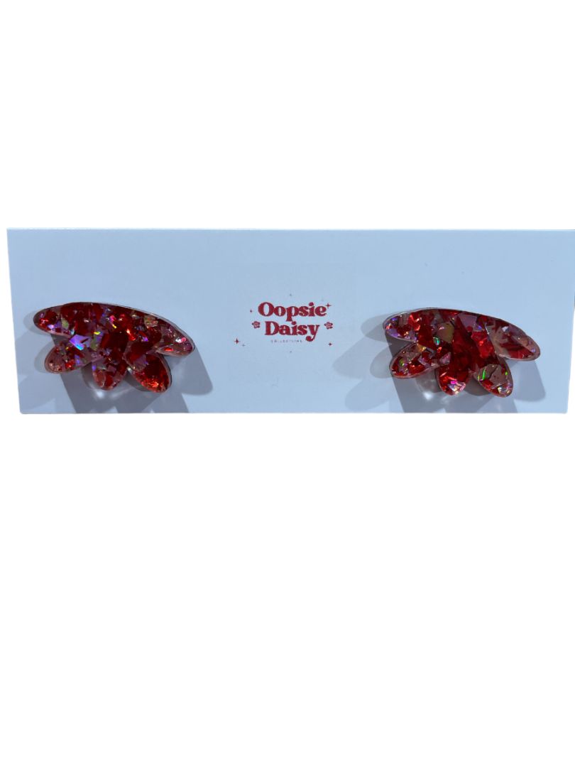 Oopsie Daisy Collections Red Half Daisy Stud,  Red