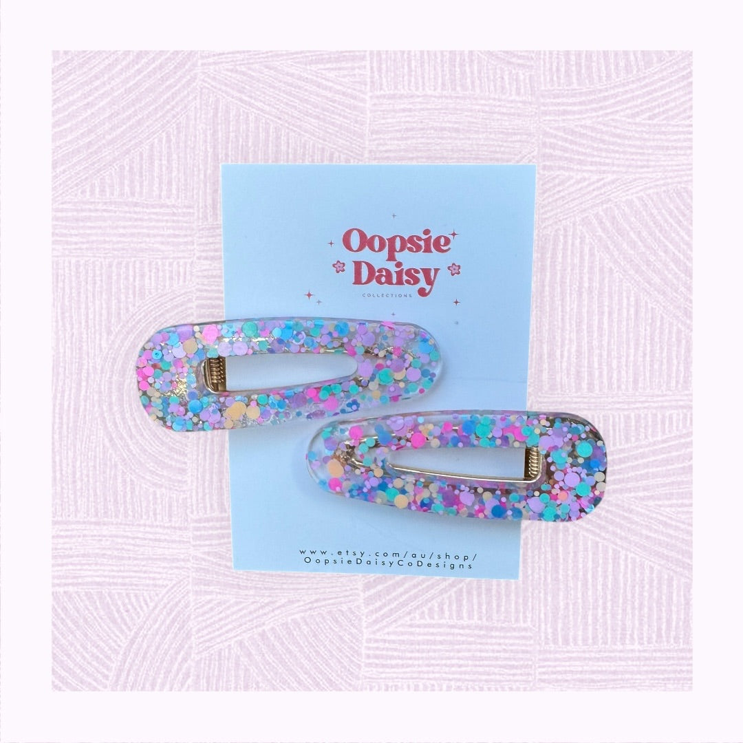 Oopsie Daisy Collections Pastel Rainbow Hair clips,  Purple