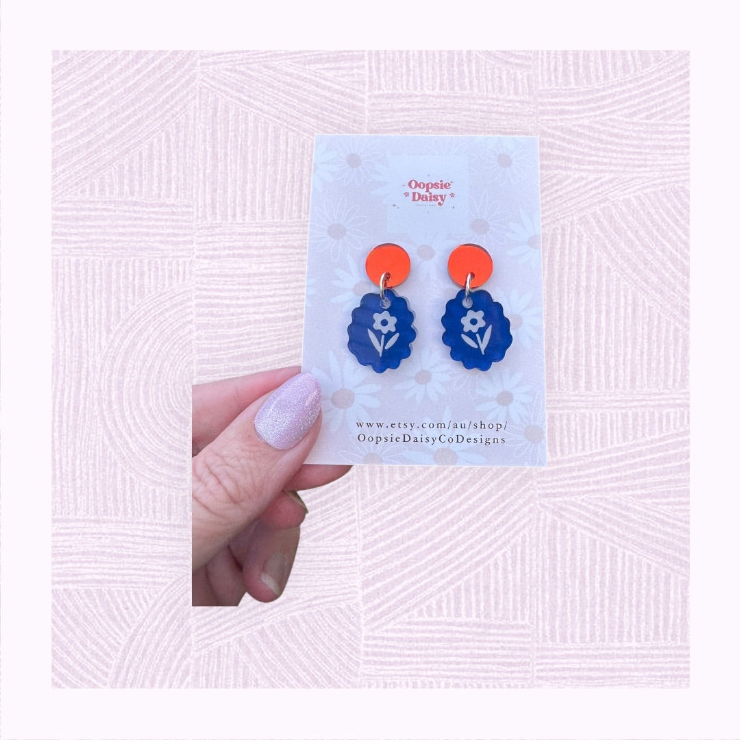 Oopsie Daisy Collections Flower Stamp Dangles,  Blue