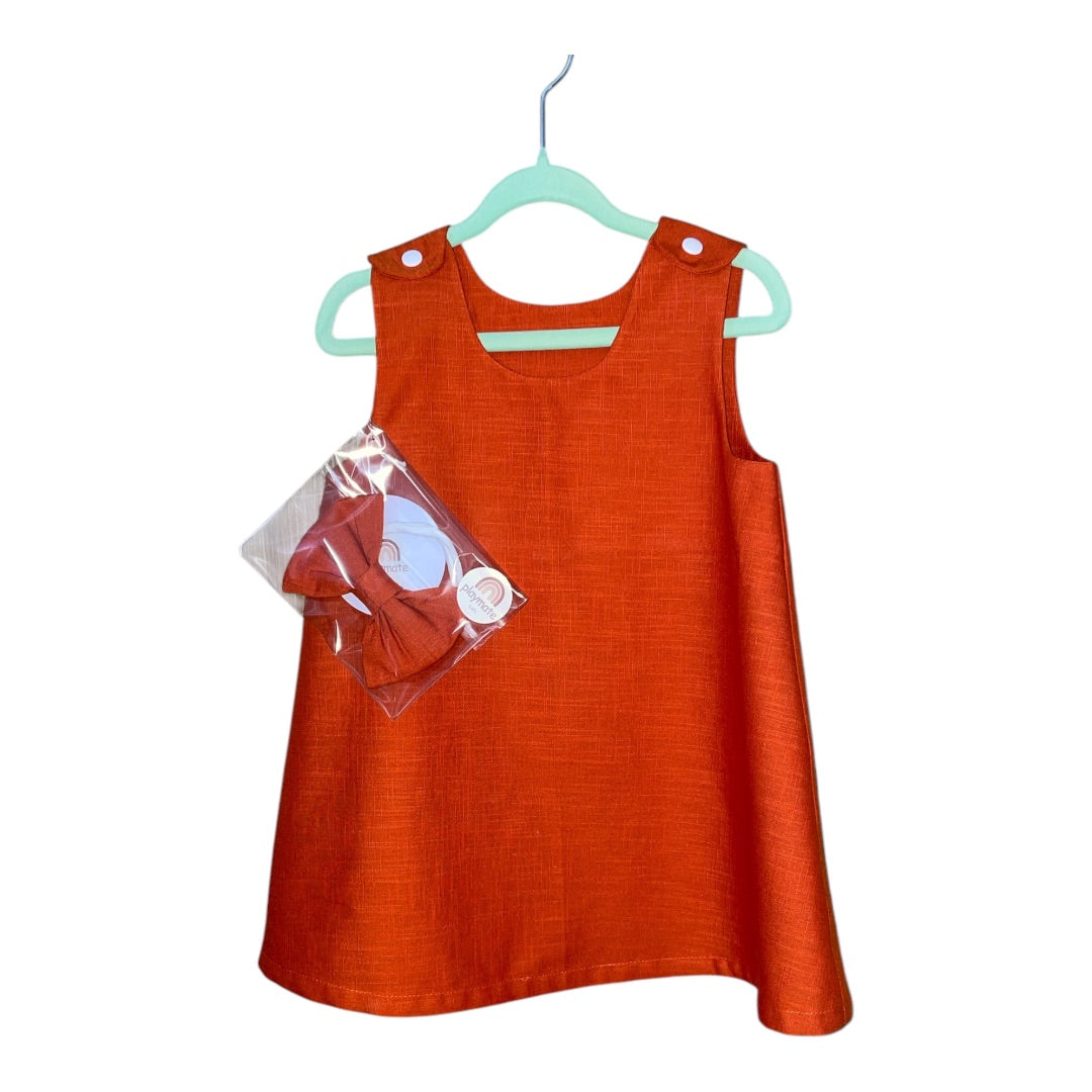 Playmate kids Burnt orange dress with matching headband,  Burnt orange 3