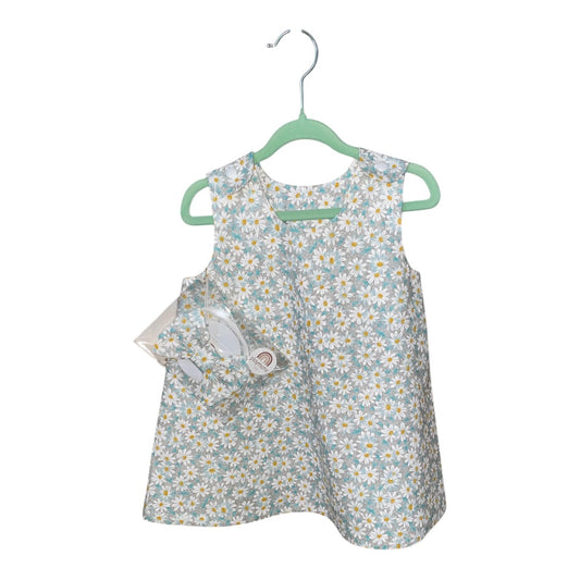 Playmate kids Blue Cotton Daisy dress with matching headband,  Blue daisy 2