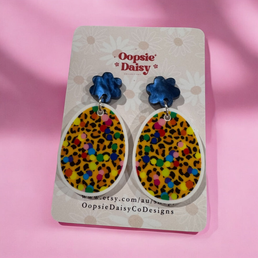 Oopsie Daisy Collections Leopard Print Egg Dangles,  Rainbow