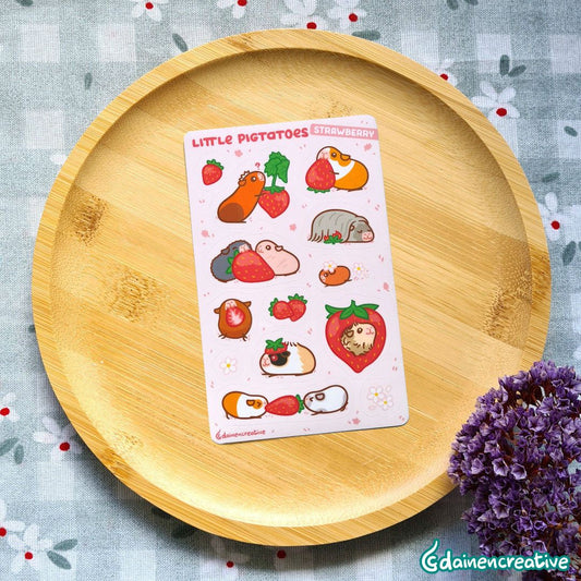 Dainen Creative Little Pigtatoes Strawberry Sticker Sheet,   77 x 123 mm
