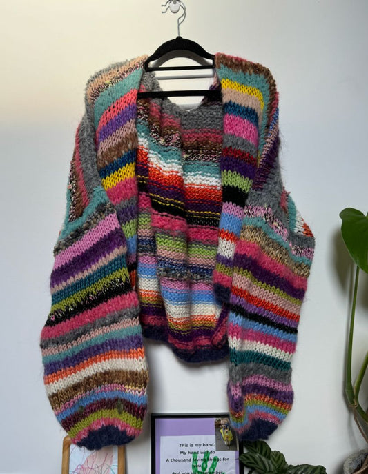 Nat Buckley Knitted Cardigan - Rainbow Stripe,  Rainbow Stripe S-L