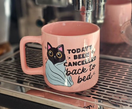 Creations by Julietta Coffee Mug - Slogan (Cancelled Cat),  Baby Pink 320ml
