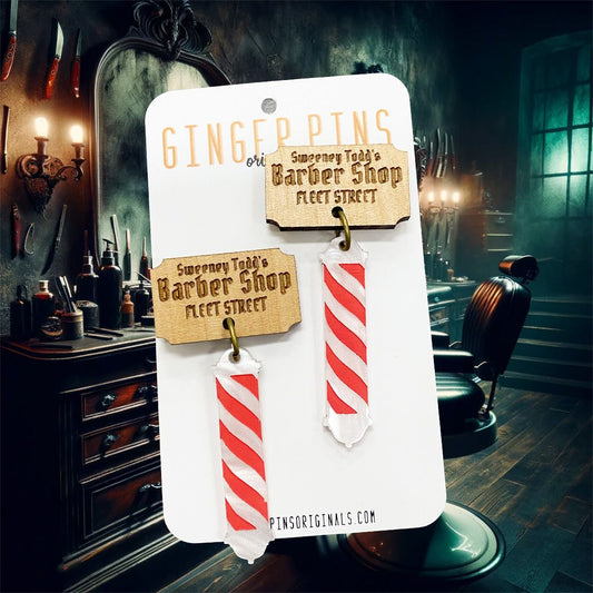 Ginger Pins Originals Sweeney Todd Barber Shop Earrings