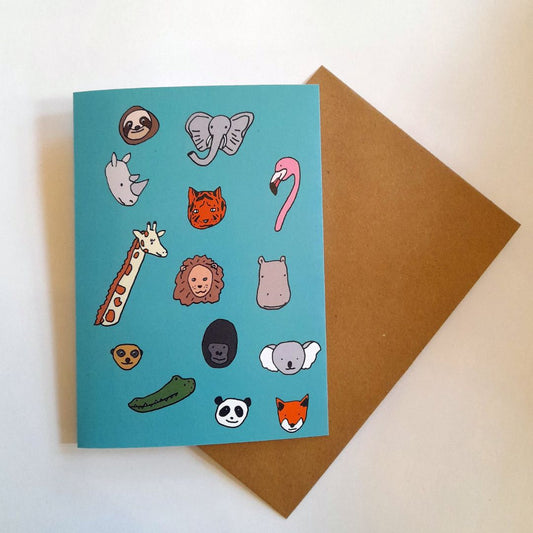 Tegan Iversen Animals card,  green 10.5cm and 14.5cm