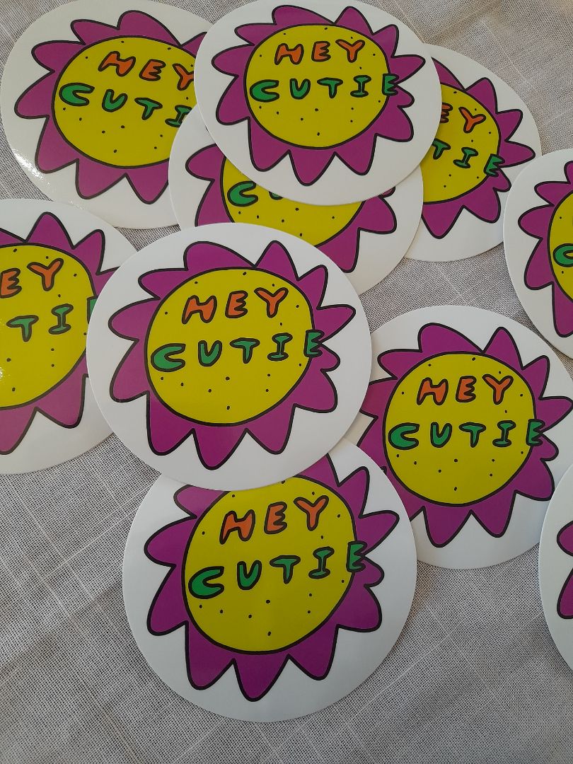 Tegan Iversen Hey cutie sticker,   10cm