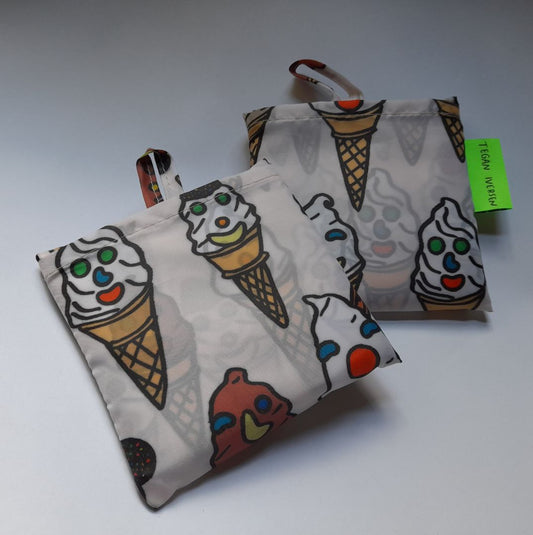 Tegan Iversen Ice Cream folded bag,  white 12 x 10cm