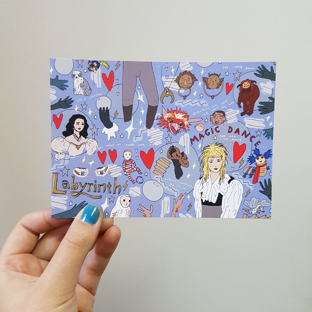 Tegan Iversen Labyrinth postcard,  blue 15cm x 10.5cm