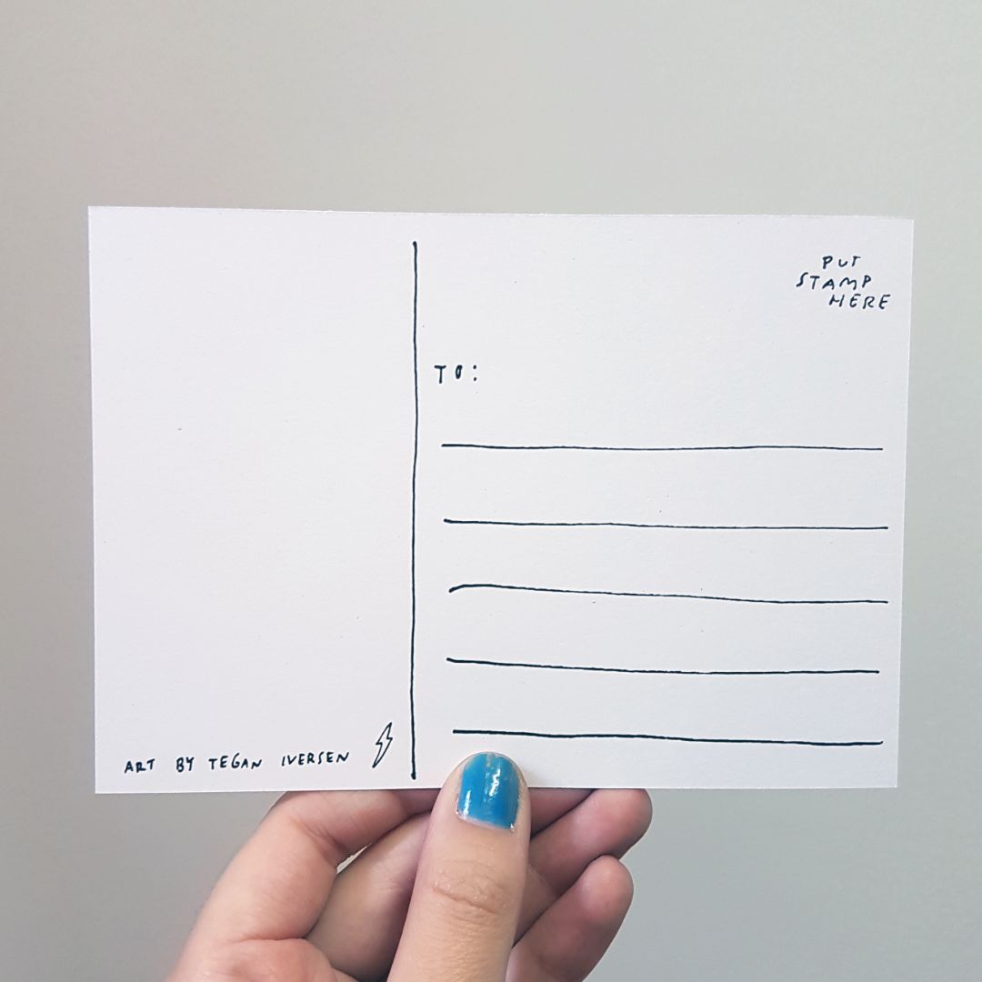 Tegan Iversen Labyrinth postcard,  blue 15cm x 10.5cm
