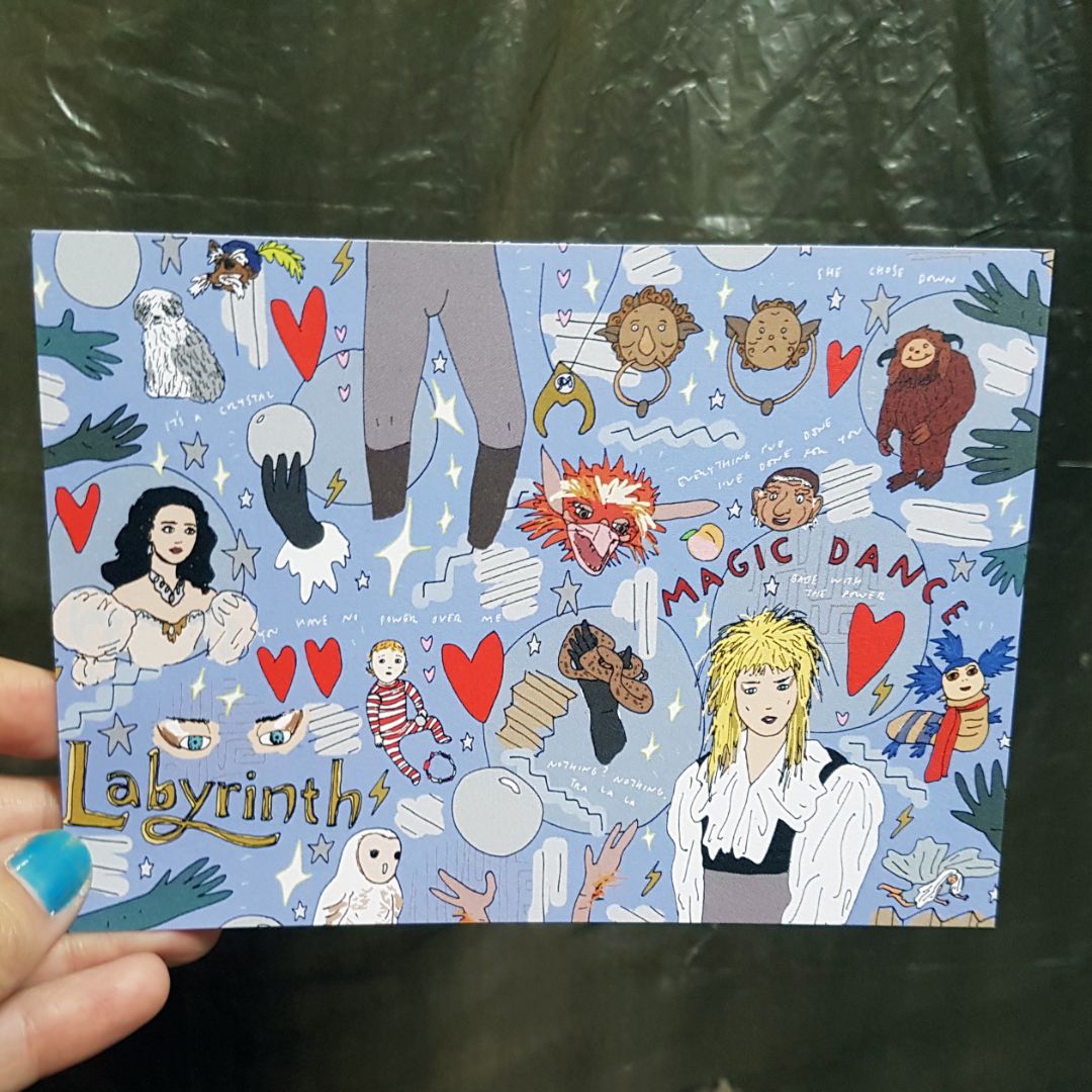 Tegan Iversen Labyrinth postcard,  blue 15cm x 10.5cm