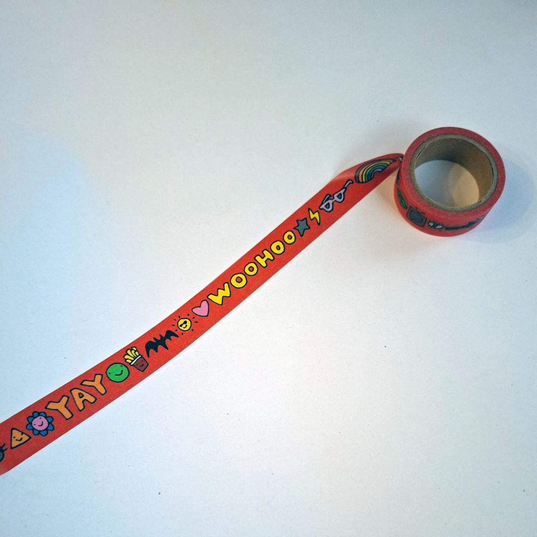 Tegan Iversen Red washi tape,  red 15mm x 10 metres