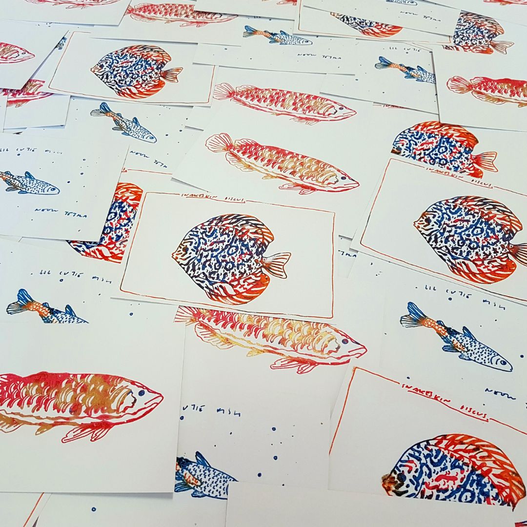 Tegan Iversen Snakeskin discus gocco print,   14.5cm x 10cm