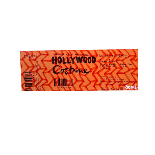 Tegan Iversen Hollywood costume ticket artwork,  orange 14cm x 5cm x 2cm