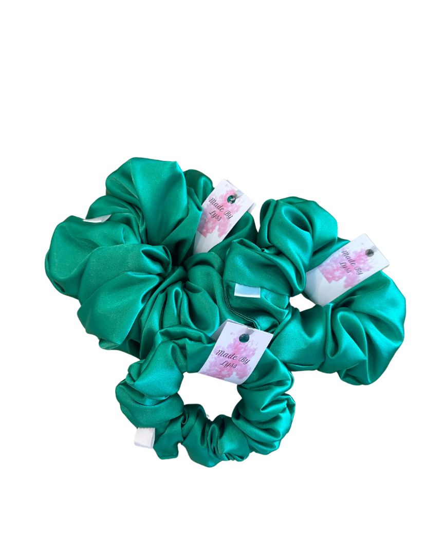 Made By Lyss Satin Scrunchie,  Emerald Large
