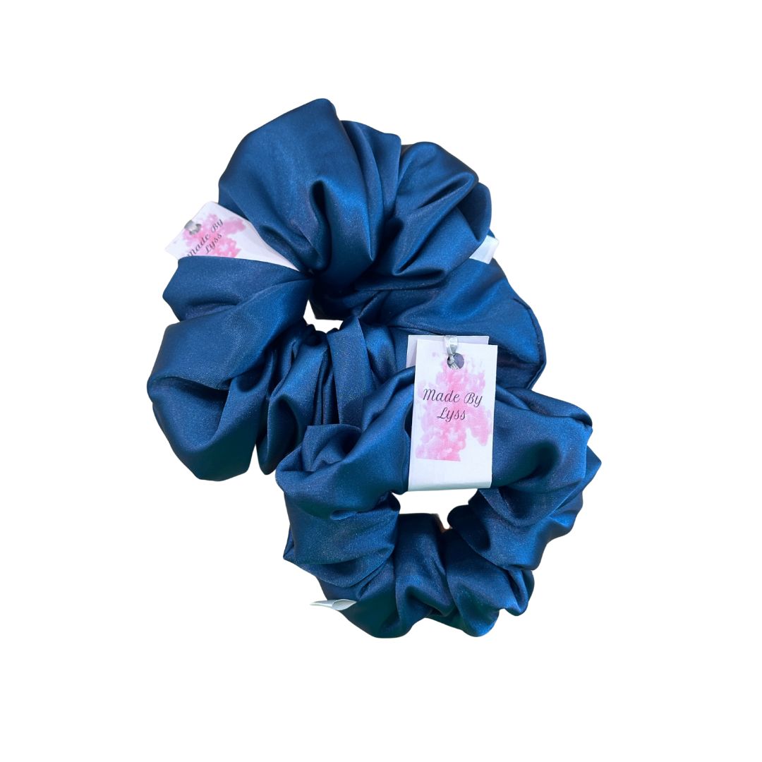 Made By Lyss Satin Scrunchie,  Dark Blue XXL