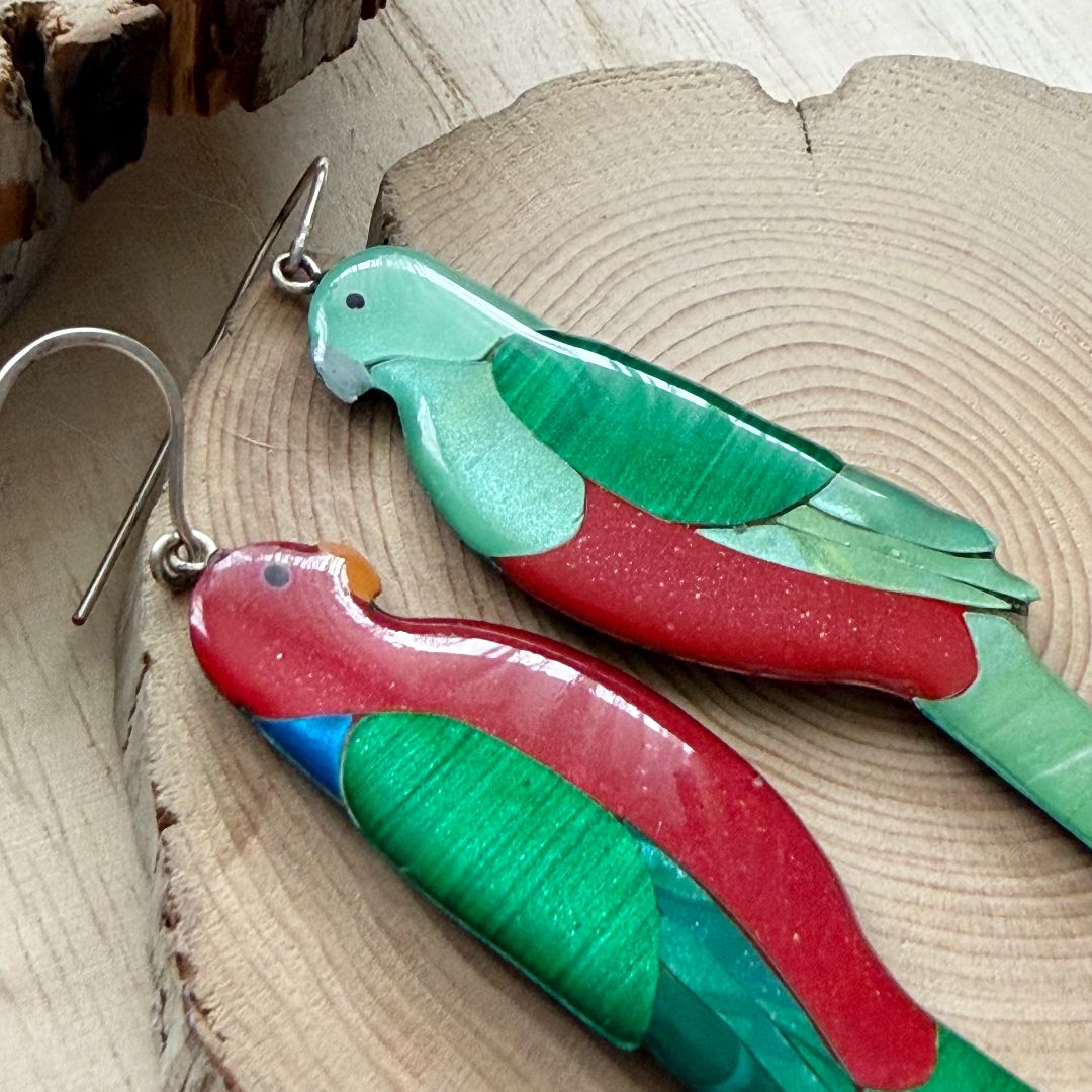 Lacroz & Co. Designs Australian King Parrot Statement Earrings
