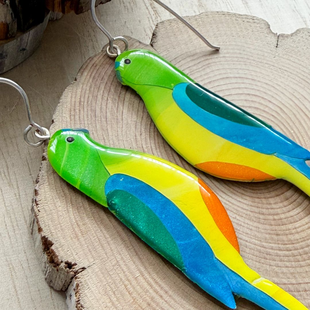 Lacroz & Co. Designs Orange-Bellied Parrot Earrings