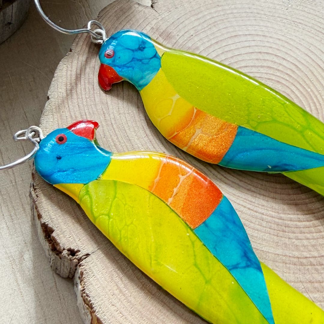Lacroz & Co. Designs Rainbow Lorikeet Statement Earrings