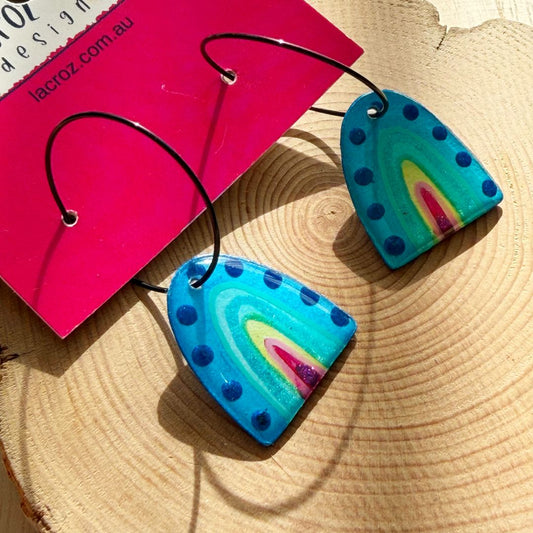 Lacroz & Co. Designs Blue Rainbow | Hoop Earrings