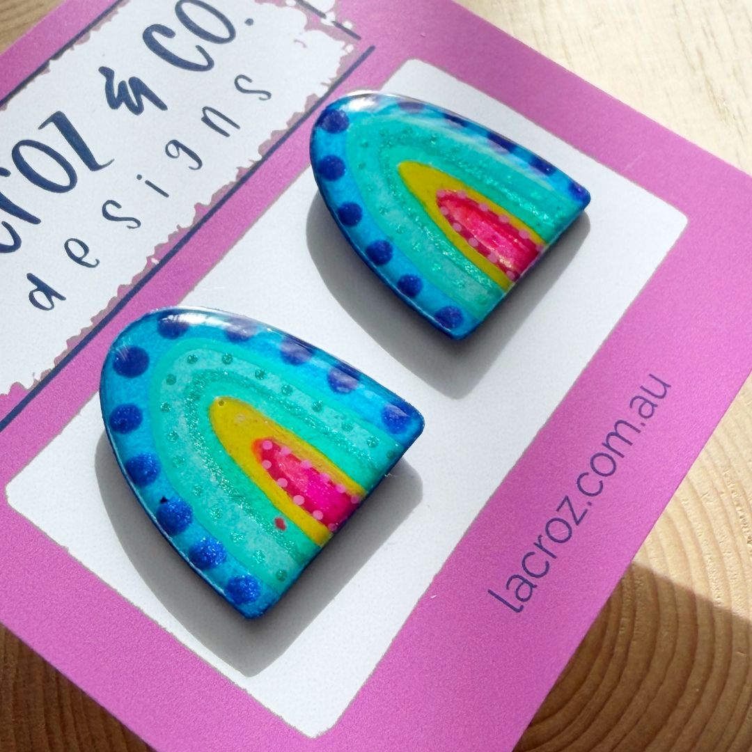 Lacroz & Co. Designs Blue Rainbow | Medium Stud Earrings