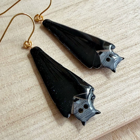 Lacroz & Co. Designs Grey-Headed Flying Fox Earrings,  Black 50mm x 20mm