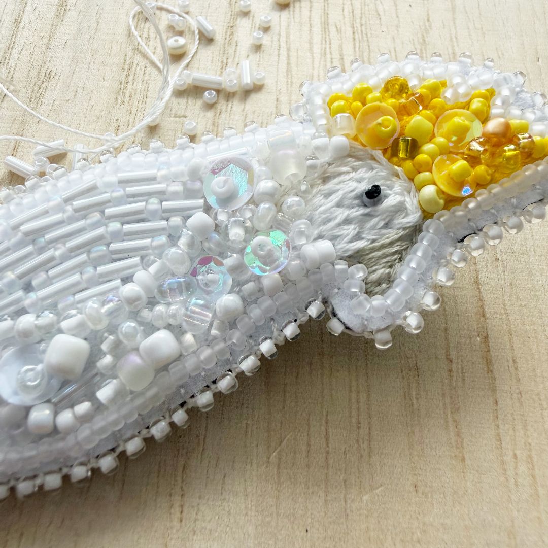 Lacroz & Co. Designs Sulphur-Crested Cockatoo Brooch,  White 3.5cm x 10cm