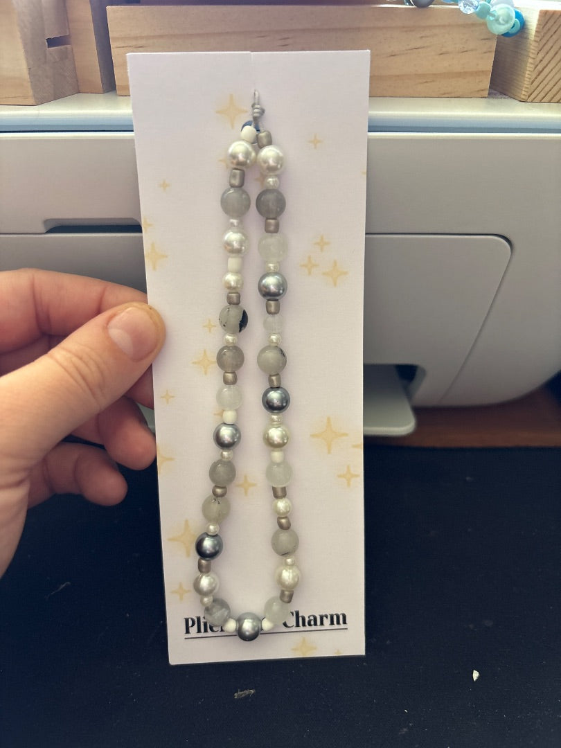 Plier and Charm Phone strap,  White Medium