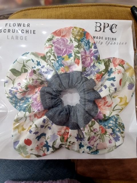 Becky Prideaux Creations Flower Scrunchie,  Bouquet Parade Navy Large
