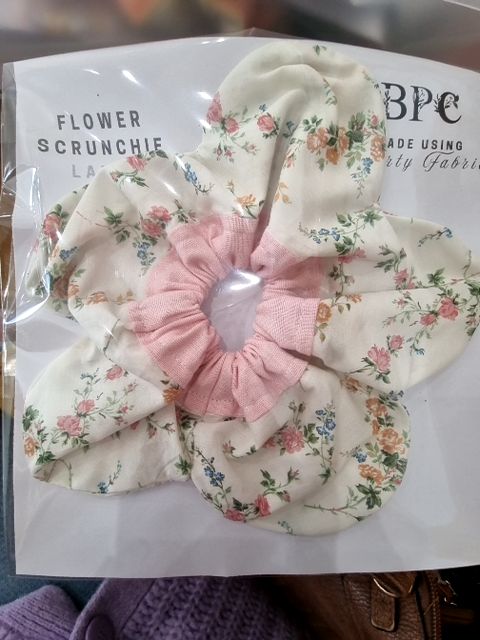 Becky Prideaux Creations Flower Scrunchie,  Elizabeth Cream - Pink Large