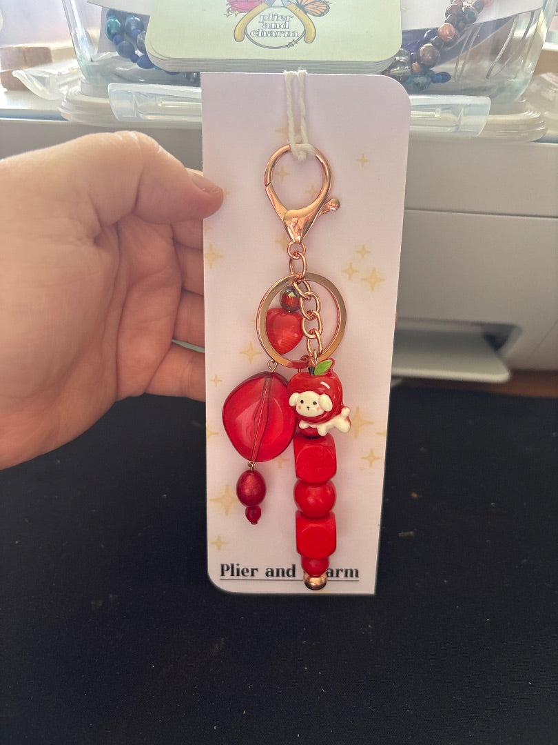 Plier and Charm Large keychain,  Red Large