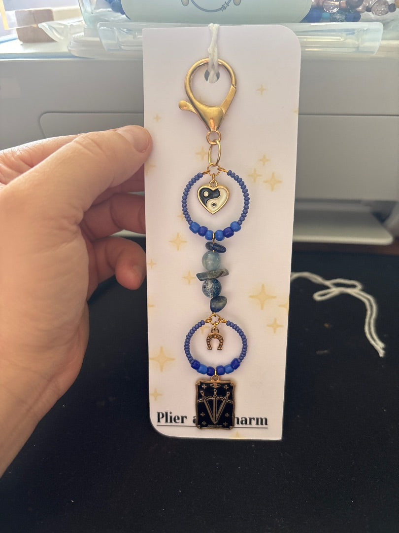Plier and Charm Large keychain,  Dark blue Large