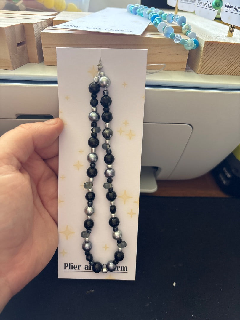 Plier and Charm Phone strap,  Black Medium
