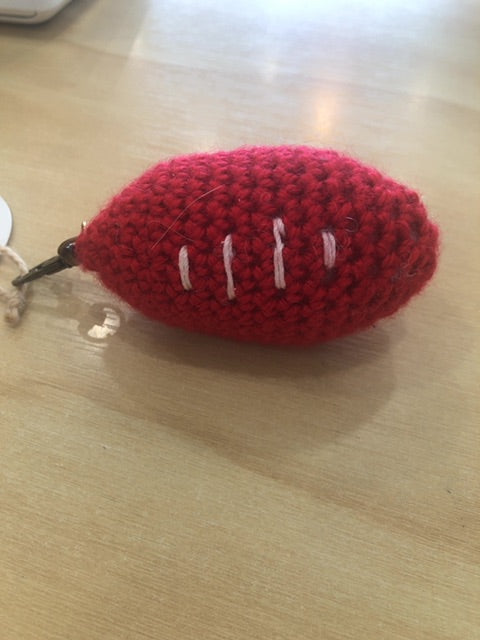 Getting My Stitches Together Crochet Football Keyring