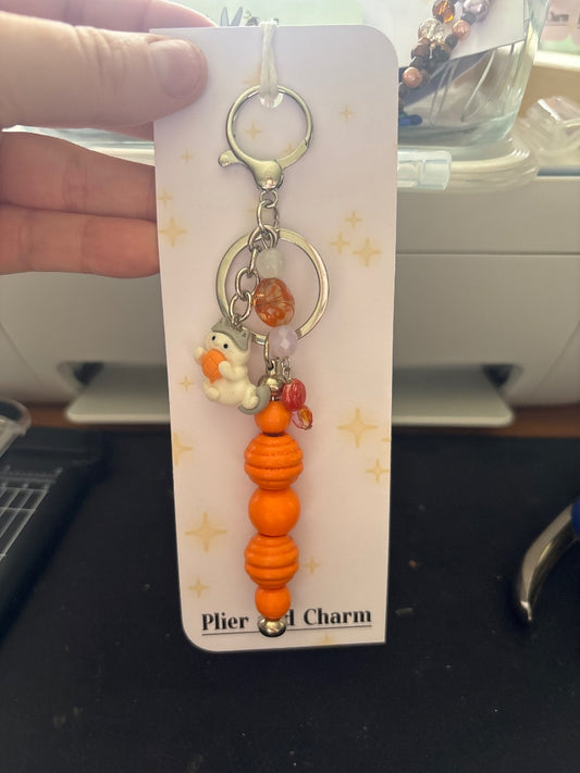 Plier and Charm Large keychain,  Orange Large