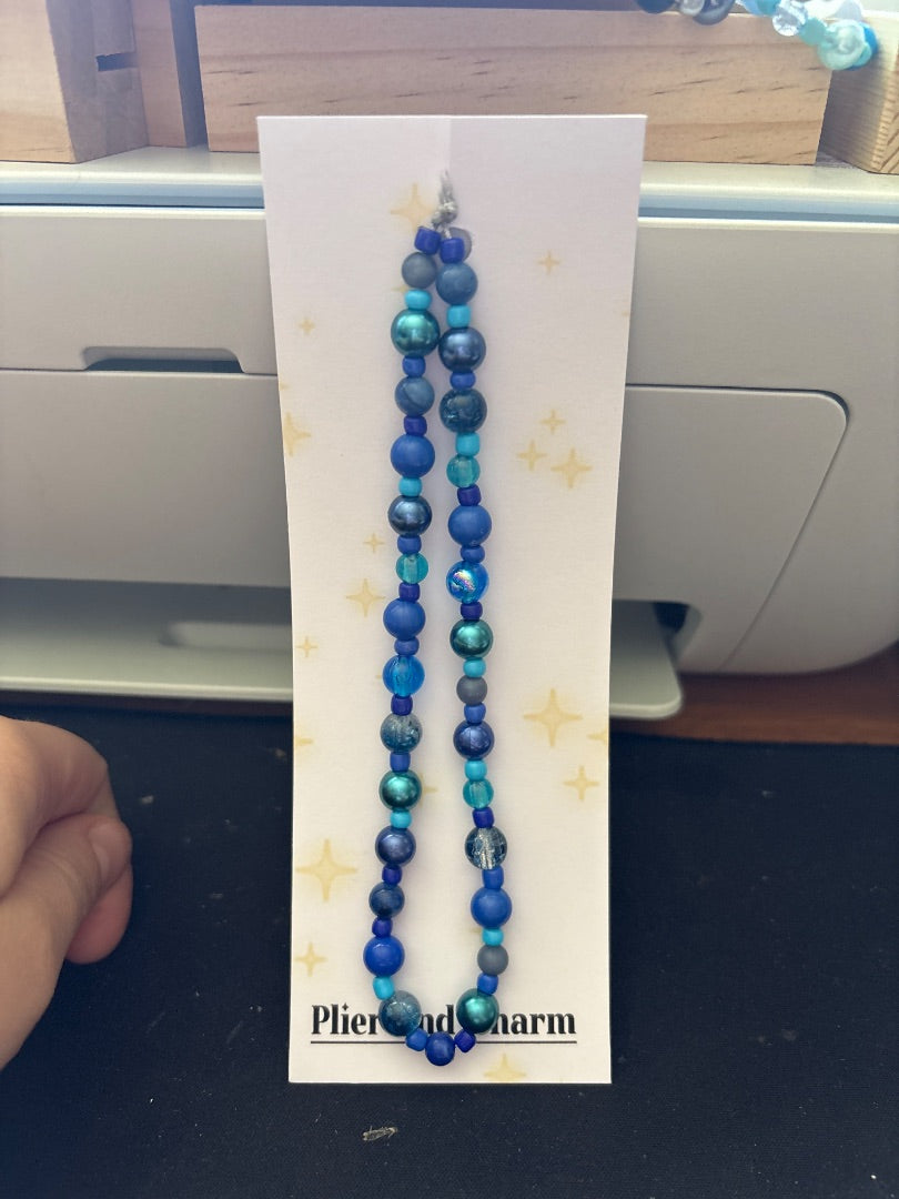 Plier and Charm Phone strap,  Dark blue Medium